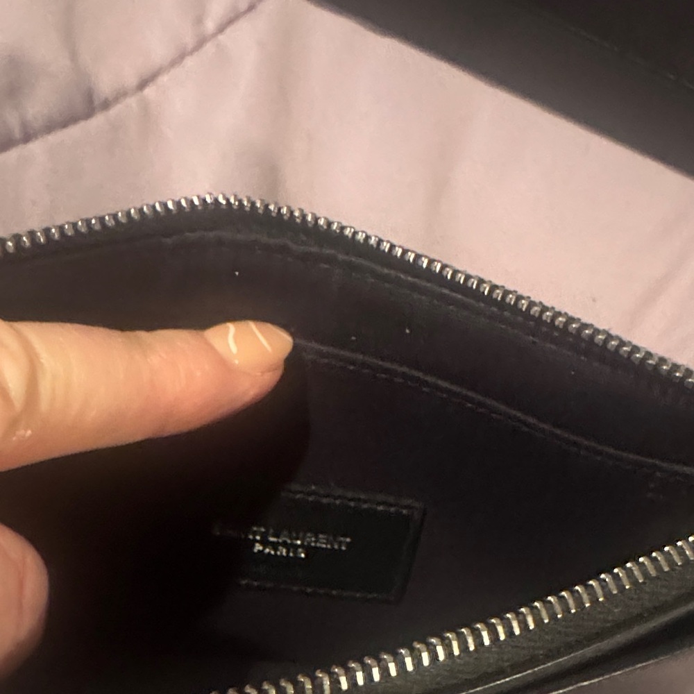 Yves Saint Laurent Black Clutch with Silver Logo - Picture 5 of 8
